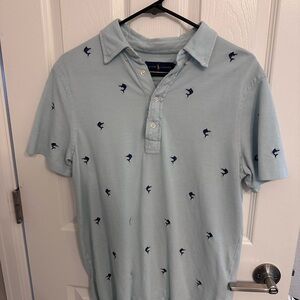 Men's Light Blue Polo Shirt with swordfish Pattern
